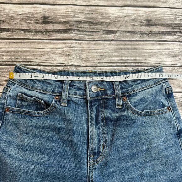 Old Navy Women's High-Rise O.G. Straight Leg Jeans Ankle Slit Blue Denim 2 Zip - Picture 10 of 12